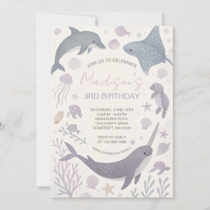 Girl Under the Sea Birthday Party  Invitation