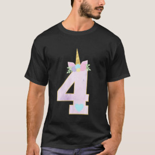 Girl Unicorn 4th Birthday Party Unicorn Pastel Fl T-Shirt