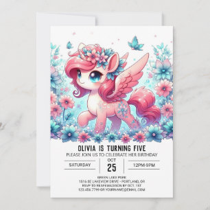Girl Unicorn Digital Birthday Invitation