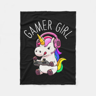 Girl Unicorn Gaming Cute Video Game Gift Women Gir Fleece Blanket