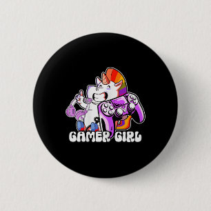 Girl Unicorn Gaming Cute Video Game Lover Cool 6 Cm Round Badge