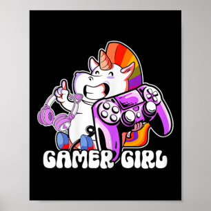 Girl Unicorn Gaming Cute Video Game Lover Cool Poster