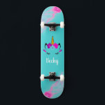 Girl Unicorn skateboard with name<br><div class="desc">Make this Unicorn skateboard your own by adding your text. To access advanced editing tools, please go to "Personalise this template" and click on "Details", scroll down and press the "click to customise further" link. Ideal for any Occasion such as birthday or Graduation, for outdoor skateboarders who love the unicorn...</div>