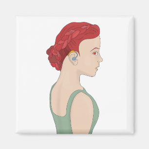 Girl using a hearing aid magnet