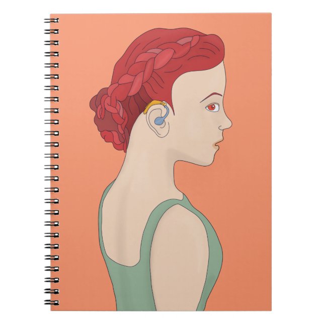 Girl using a hearing aid notebook (Front)