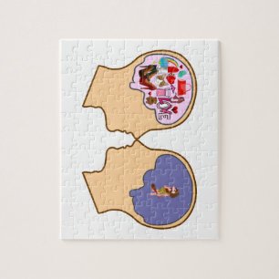 Girl V Guy funny design - Customisable Jigsaw Puzzle