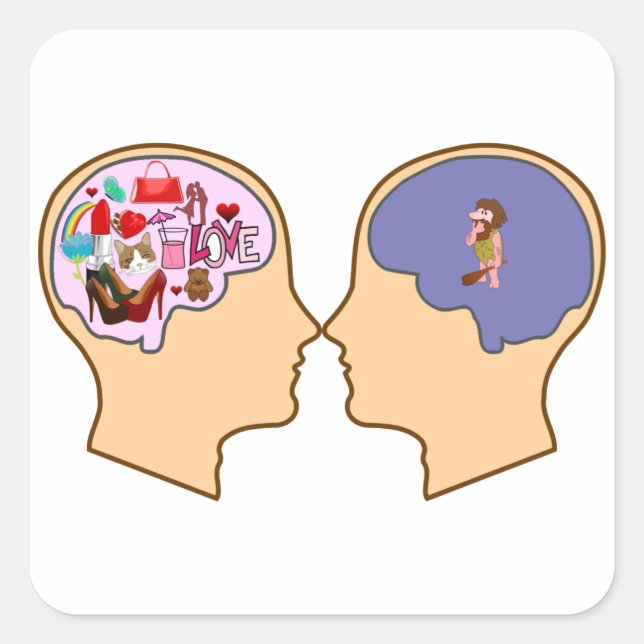 Girl V Guy funny design - Customisable Square Sticker (Front)