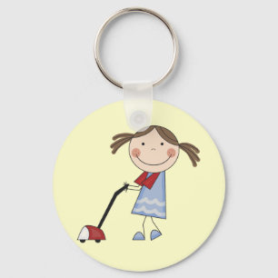 Girl Vacuuming Tshirts and Gifts Key Ring