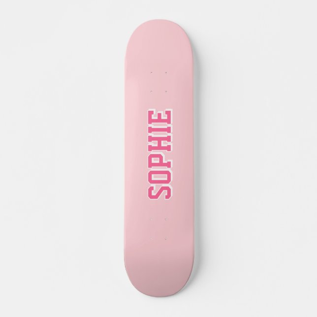 Girl Varsity Pink Skateboard Personalized Name (Front)