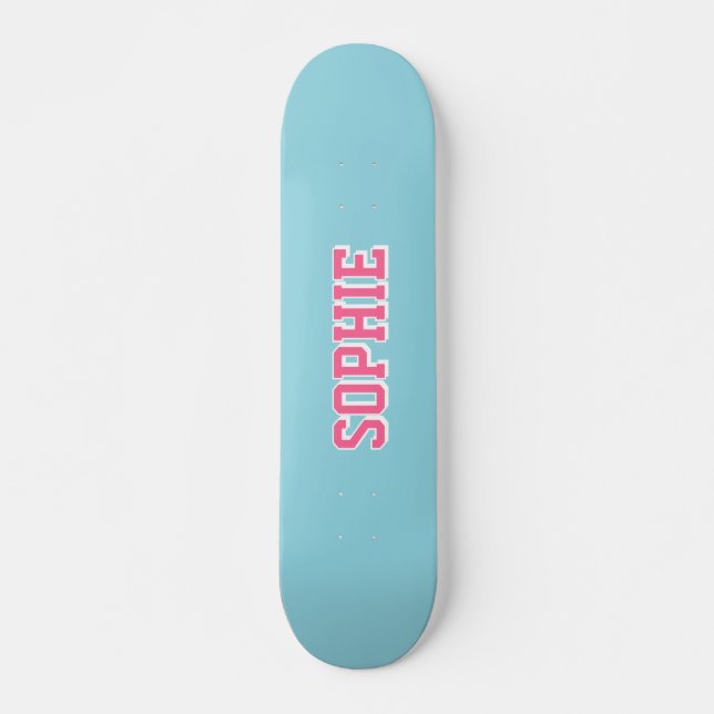 Girl Varsity Pink Skateboard Personalized Name (Front)
