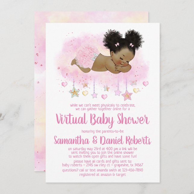 Girl Virtual Drive By Baby Shower Invitation (Front/Back)