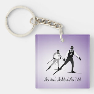 Girl Vision-Impaired Country Skier Key Ring