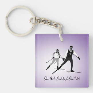 Girl Vision-Impaired Country Skier Key Ring