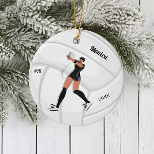 Girl Volleyball Player Kid Name Jersey Team Number Ceramic Ornament