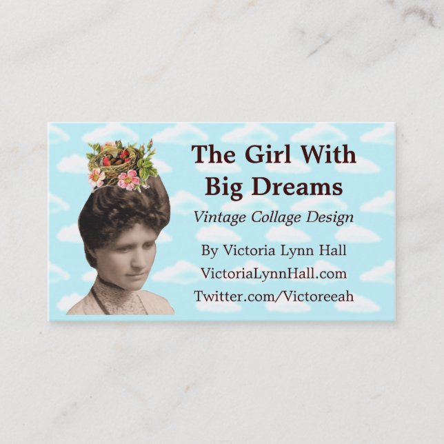 Girl W/ Big Dreams Vintage Custom Business Cards (Front)