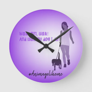Girl Walking Dog Clock
