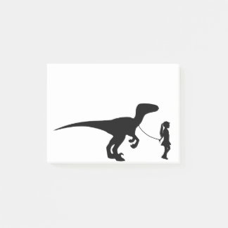 Girl Walking Her Pet Dinosaur Funny Gag Gift Idea Post-it Notes