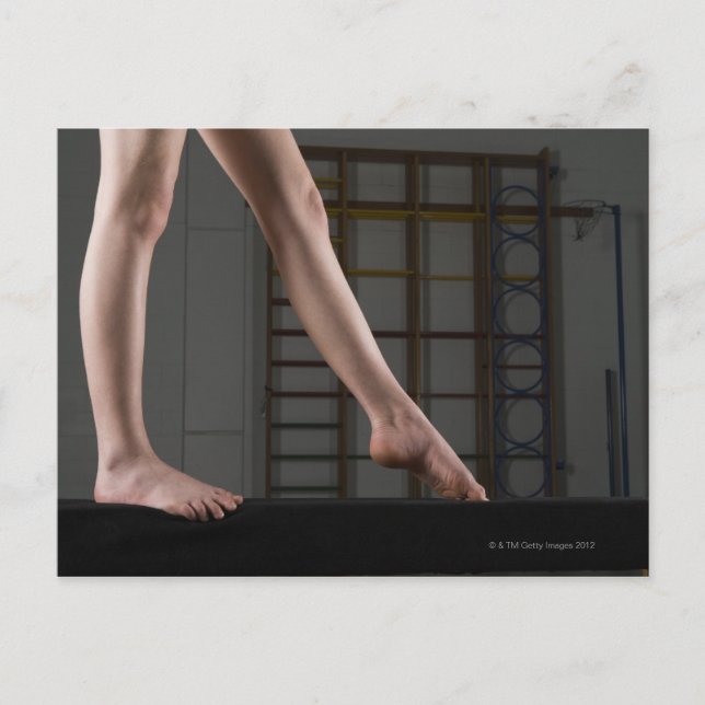 Girl walking on balance beam postcard (Front)
