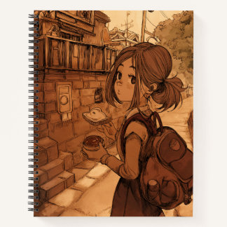 Girl Walking With Toast Notebook