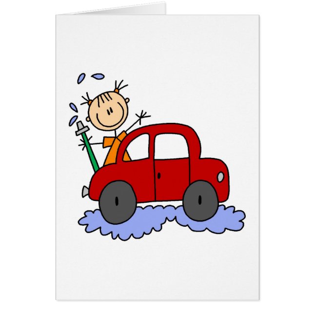 Girl Washing Car Card (Front)