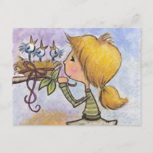 Girl Watches Birds-Precious Package Postcard
