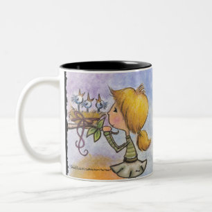 Girl Watches Birds-Precious Package Two-Tone Coffee Mug