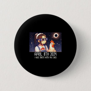 Girl Watching Total Solar Eclipse Chicken 6 Cm Round Badge