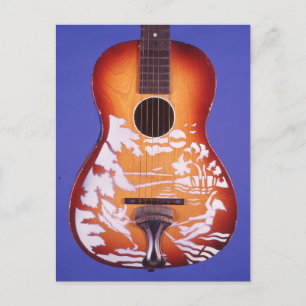Girl Water Skiing Beautiful Guitar Art Postcard