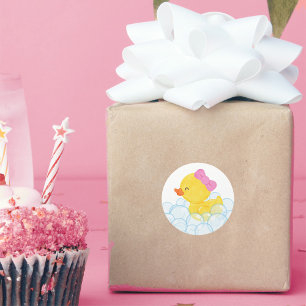 Girl Watercolor Rubber Duck Round Stickers