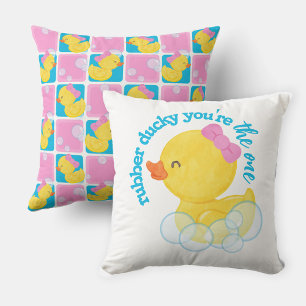 Girl Watercolor Rubber Ducky You're the One Cushion