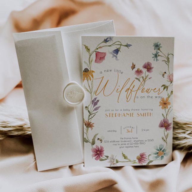 Girl Watercolor Wildflower Baby Shower  Invitation (Creator Uploaded)