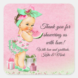 Girl Watermelon Baby Shower Favour Stickers