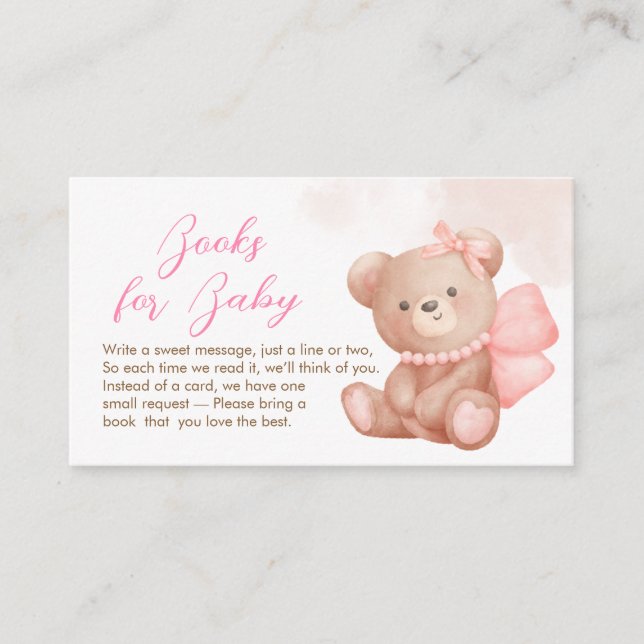 Girl We Can Bearly Wait Baby Shower Books for Baby Enclosure Card (Front)