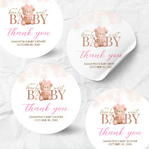 Girl We Can Bearly Wait Baby Shower Classic Round Sticker
