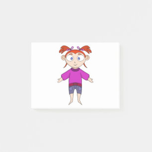Girl Wearing Comfortable Clothes and Pigtails Post-it Notes