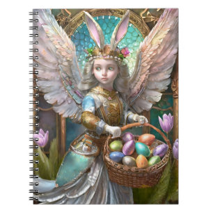 Girl Wearing Easter Bunny Angel Costume Notebook