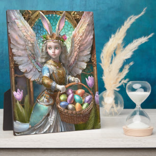 Girl Wearing Easter Bunny Angel Costume Plaque