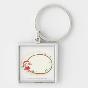Girl wearing Santa costume Key Ring