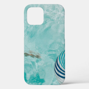 Girl wearing swimsuit and swims in swimming pool iPhone 12 case