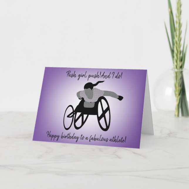 Girl Wheelchair Athlete Birthday Card (Front)
