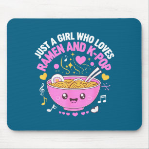 Girl Who Loves Anime Ramen Graphic Art Mouse Pad