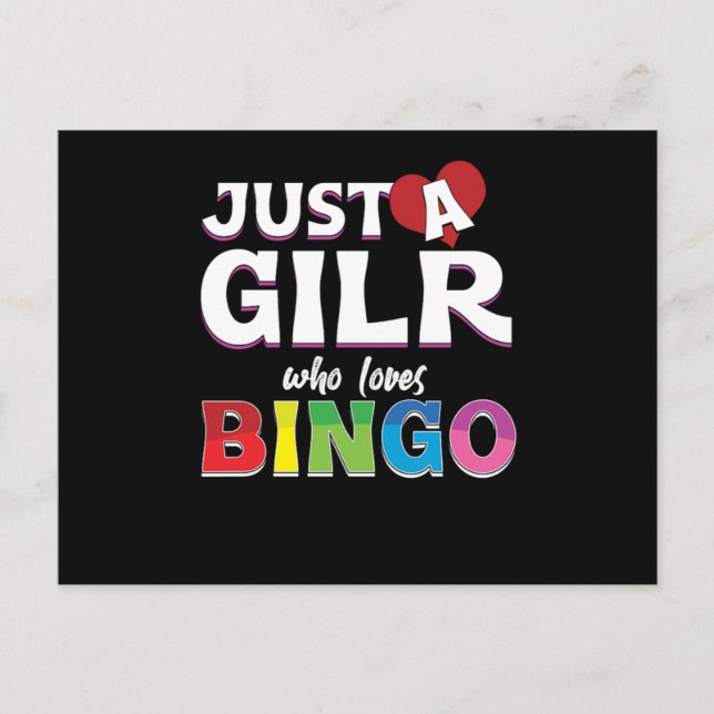 Girl Who Loves Bingo Player Lucky Game Gamble Gift Postcard (Front)