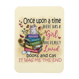 Girl Who Loves Books and Cats Magnet
