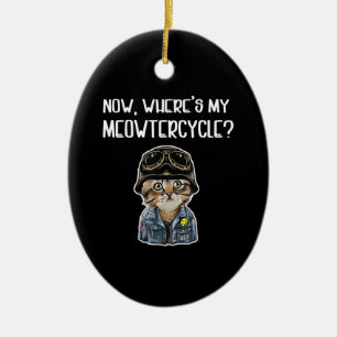 Girl Who Loves Cats Gift For Motorcycle Lovers Ceramic Ornament