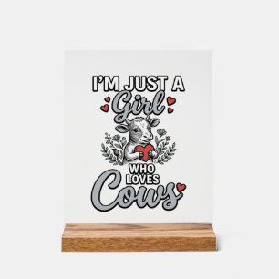 Girl Who Loves Cows Vintage Cute Cow Shirt Design_ Acrylic Sign