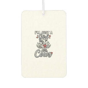 Girl Who Loves Cows Vintage Cute Cow Shirt Design_ Car Air Freshener