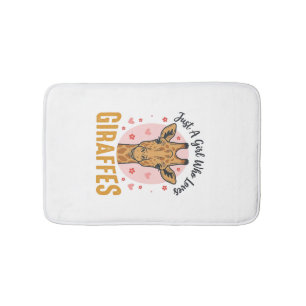 Girl Who Loves Giraffes Vintage Engraving Design_1 Bath Mat