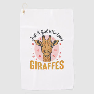 Girl Who Loves Giraffes Vintage Engraving Design_1 Golf Towel