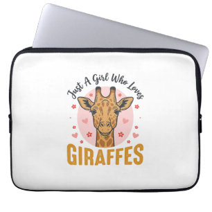 Girl Who Loves Giraffes Vintage Engraving Design_1 Laptop Sleeve