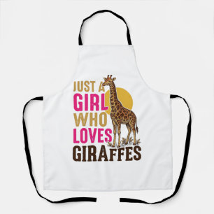 Girl Who Loves Giraffes Vintage Giraffe Shirt Desi Apron